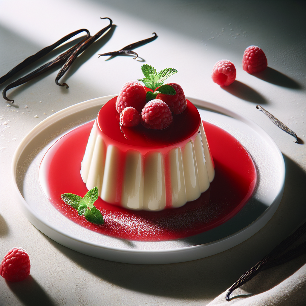 Heavenly Vanilla Bean Panna Cotta with Raspberry Drizzle
