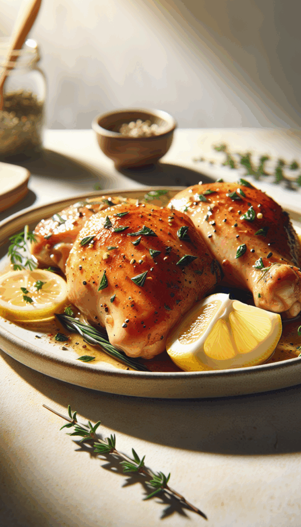 Savor the Flavor: Quick and Easy Lemon Herb Chicken Thighs – close-up, Pinterest-ready plated recipe photo