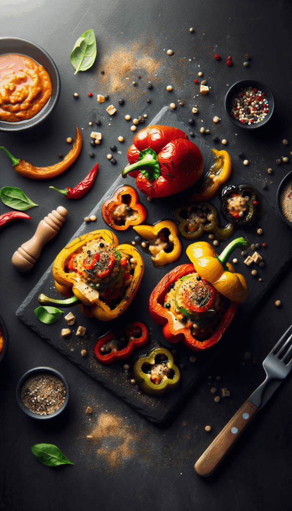 Delectable Vegan Stuffed Bell Peppers Bursting with Flavor – easy budget-friendly recipe for Pinterest, meal prep, and family dinners.
