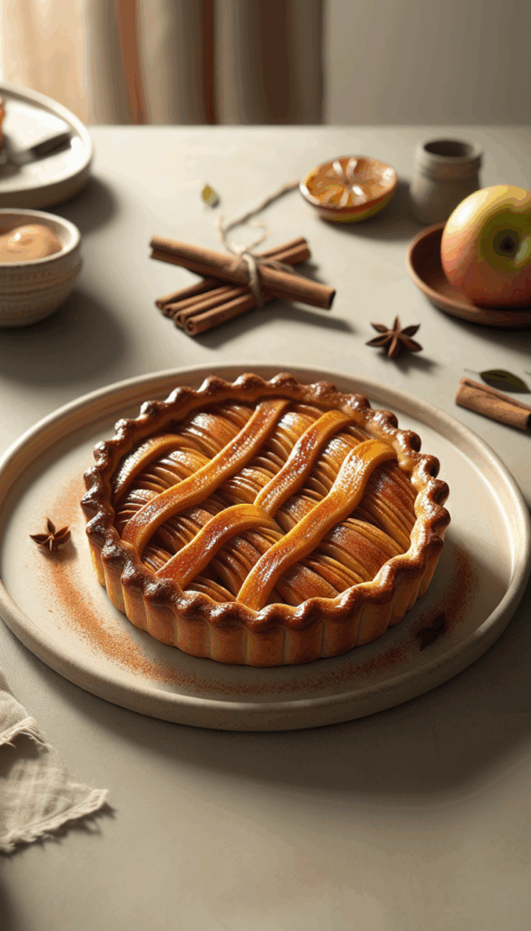 Autumn Harvest: Cinnamon Maple Glazed Apple Tart – close-up, Pinterest-ready plated recipe photo