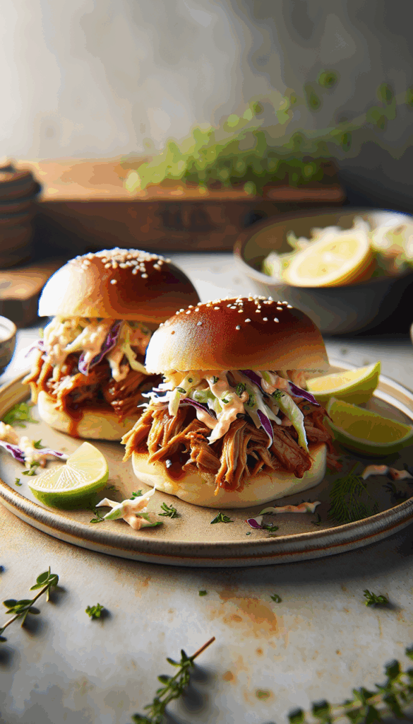 Mouthwatering BBQ Pulled Pork Sliders with Tangy Slaw – close-up, Pinterest-ready plated recipe photo