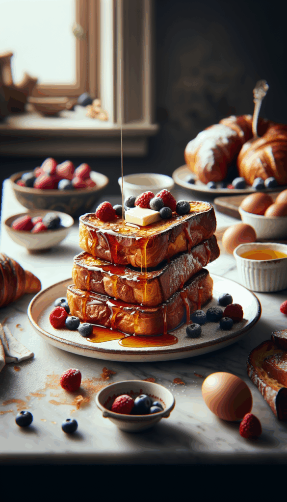 Buttery Croissant French Toast with Maple Glaze