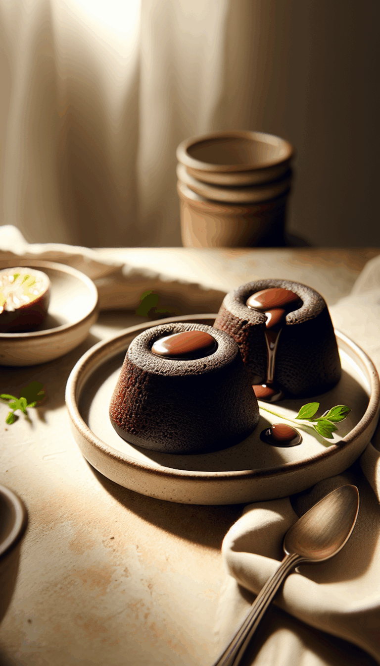 Indulgent Delight: Decadent Chocolate Lava Cakes – close-up, Pinterest-ready plated recipe photo