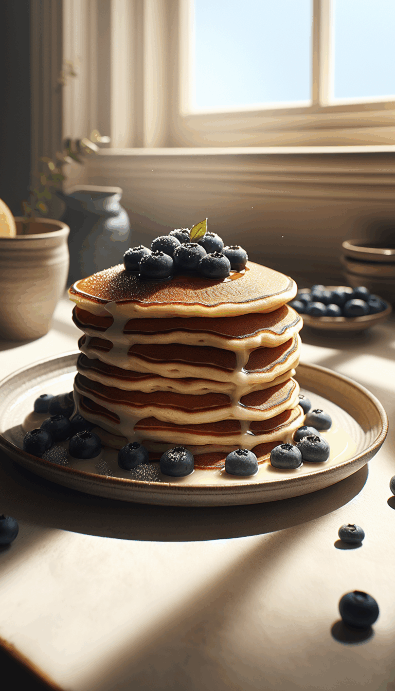 Fluffy Blueberry Pancakes to Start Your Morning Right – close-up, Pinterest-ready plated recipe photo