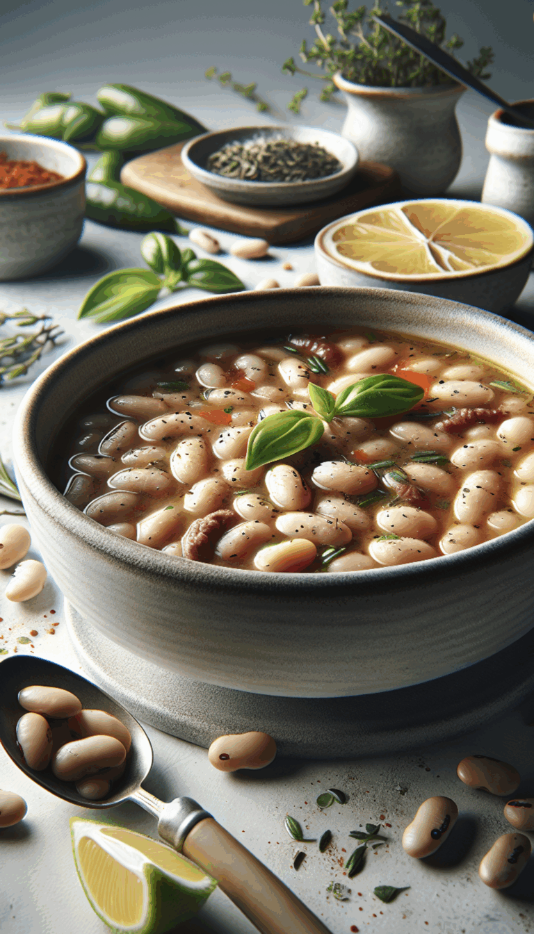Cozy Evenings: Slow-Cooked Tuscan White Bean Soup – close-up, Pinterest-ready plated recipe photo