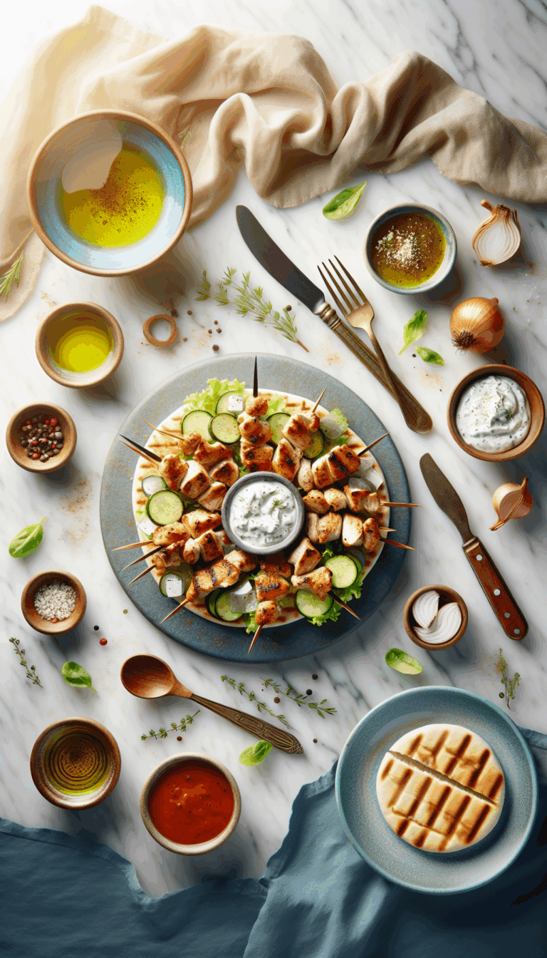 Juicy Greek Chicken Souvlaki with Tzatziki to Savor – easy budget-friendly recipe for Pinterest, meal prep, and family dinners.