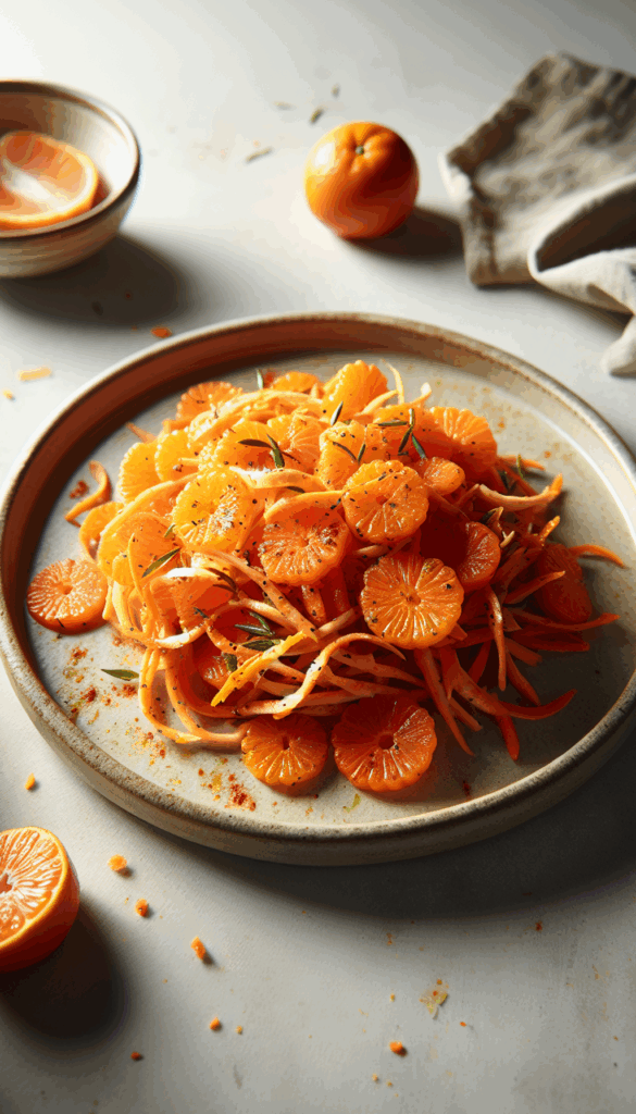 Burst of Citrus: Mandarin Orange Spiced Carrot Slaw – close-up, Pinterest-ready plated recipe photo