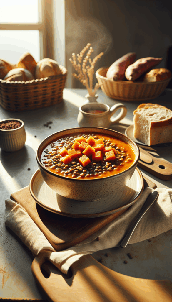 Warm Spiced Lentil and Sweet Potato Soup for Cozy Nights – easy budget-friendly recipe for Pinterest, meal prep, and family dinners.