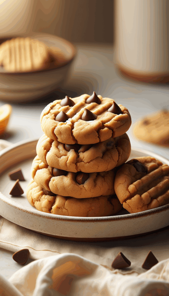 Heavenly Bites: Soft Peanut Butter Chocolate Chip Cookies – close-up, Pinterest-ready plated recipe photo