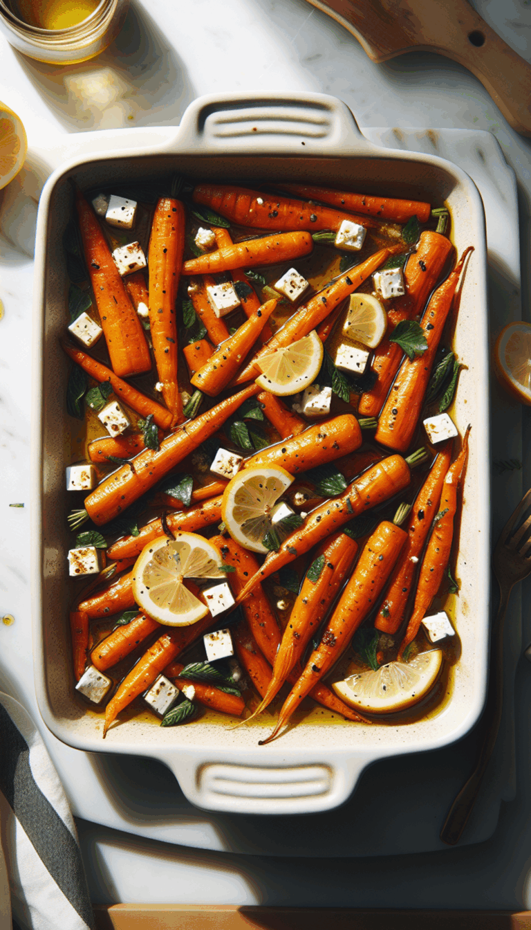 Seasonal Sizzle: Honey-Glazed Roasted Carrot and Feta Salad – close-up, Pinterest-ready plated recipe photo
