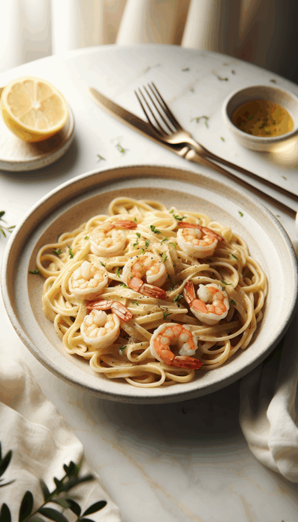 Creamy Garlic Shrimp Pasta for a Cozy Night In – close-up, Pinterest-ready plated recipe photo