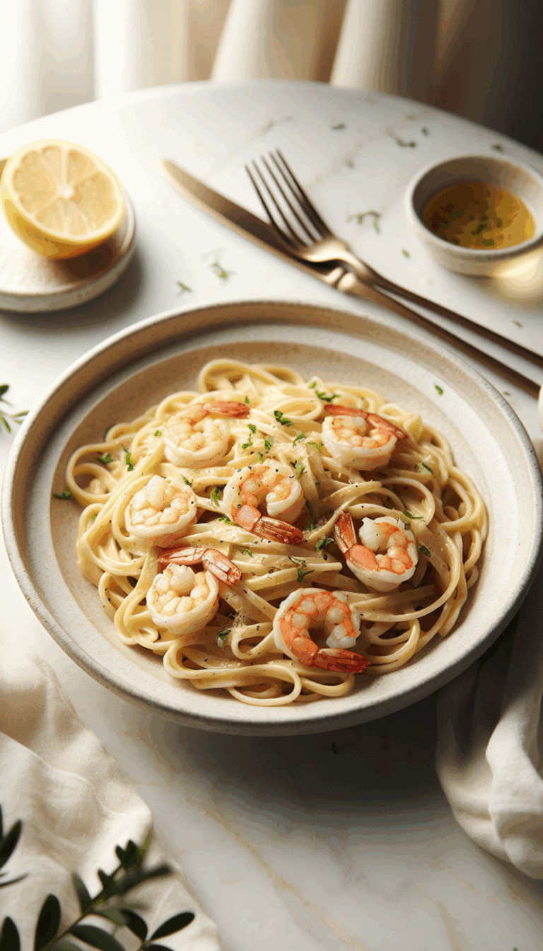 Creamy Garlic Shrimp Pasta for a Cozy Night In – close-up, Pinterest-ready plated recipe photo