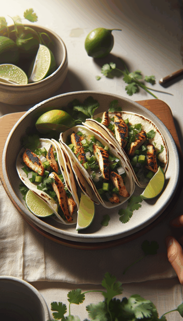 Zesty Lime and Cilantro Grilled Chicken Tacos – close-up, Pinterest-ready plated recipe photo
