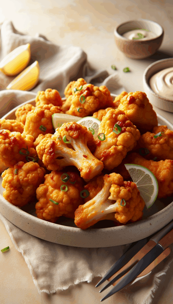Crispy Air Fryer Buffalo Cauliflower Wings – close-up, Pinterest-ready plated recipe photo