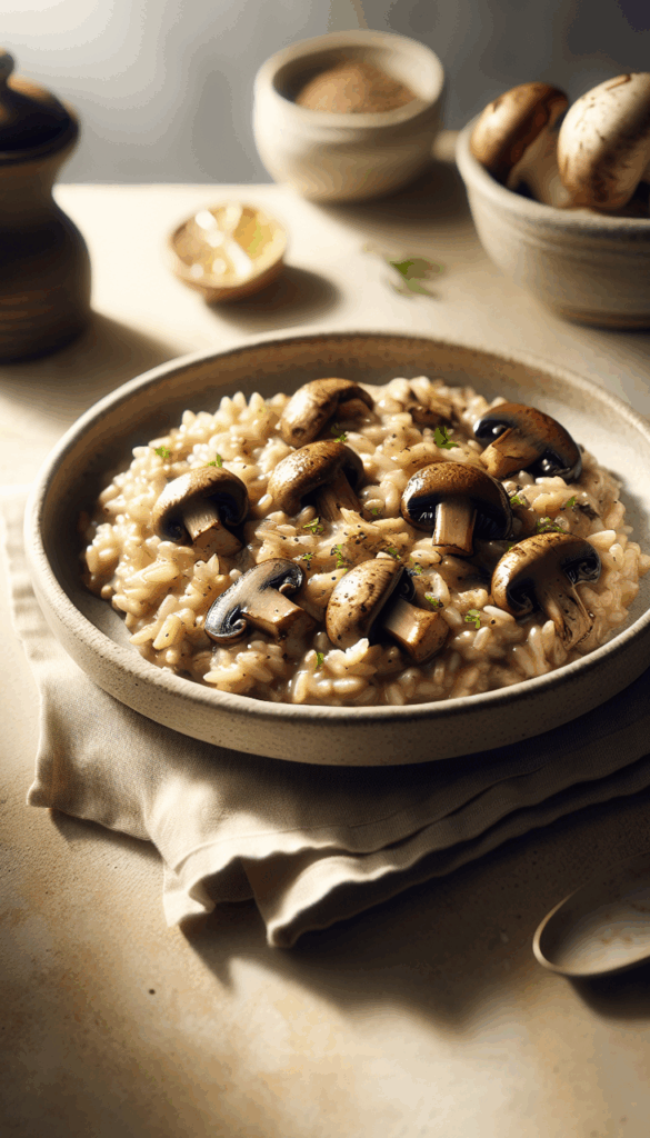 Savory Mushroom Risotto That's Surprisingly Easy – close-up, Pinterest-ready plated recipe photo