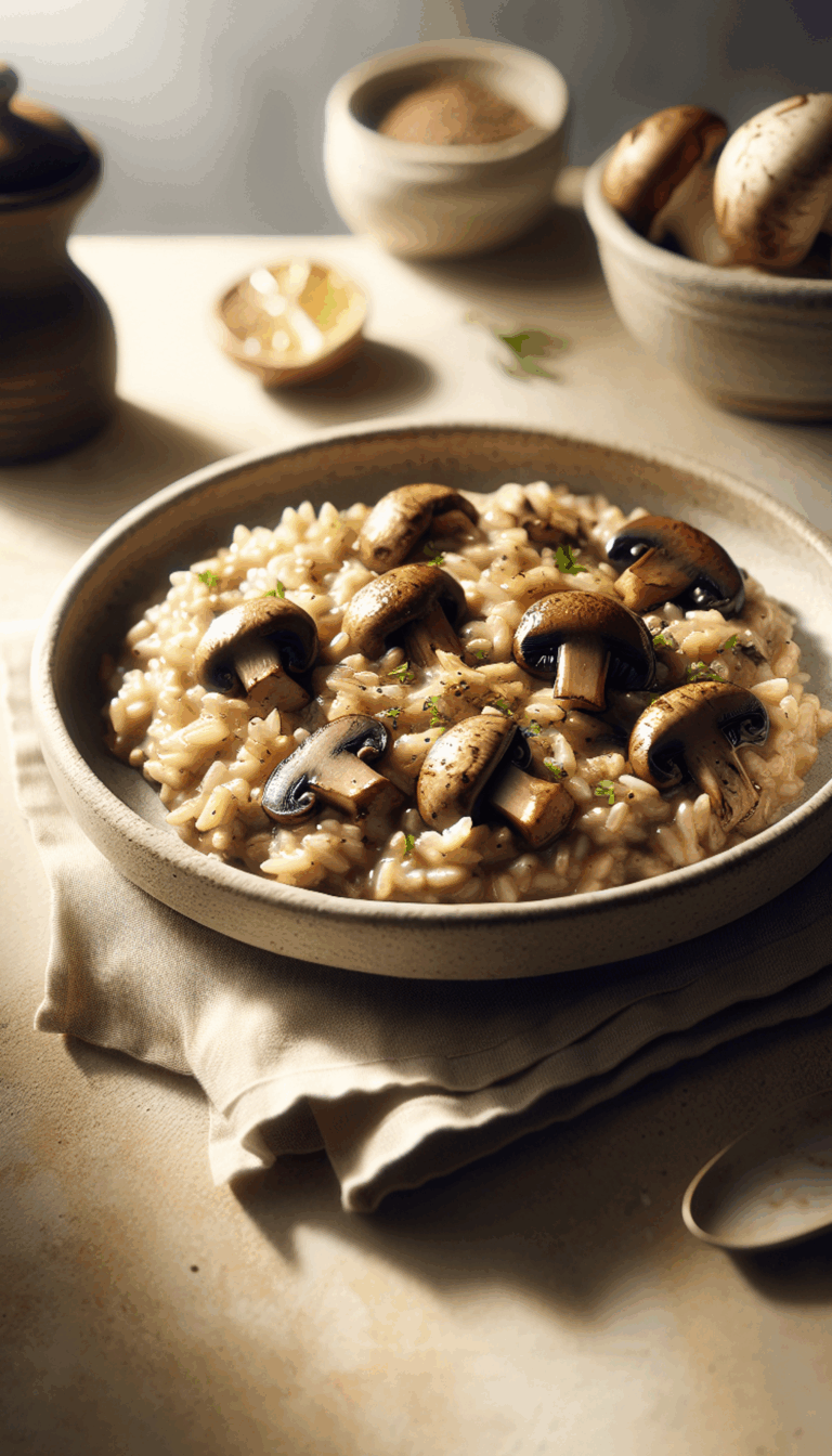 Savory Mushroom Risotto That's Surprisingly Easy – close-up, Pinterest-ready plated recipe photo