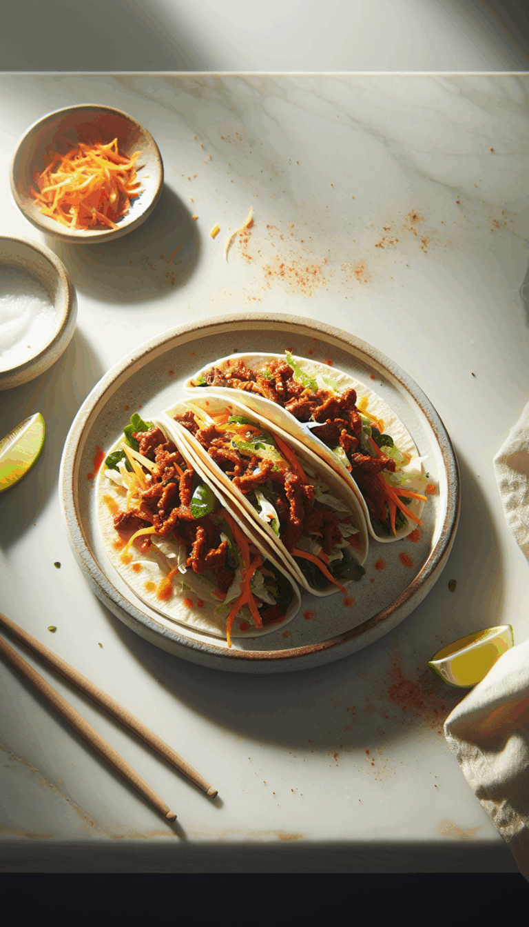 Spicy Korean Beef Tacos with Crunchy Slaw – close-up, Pinterest-ready plated recipe photo