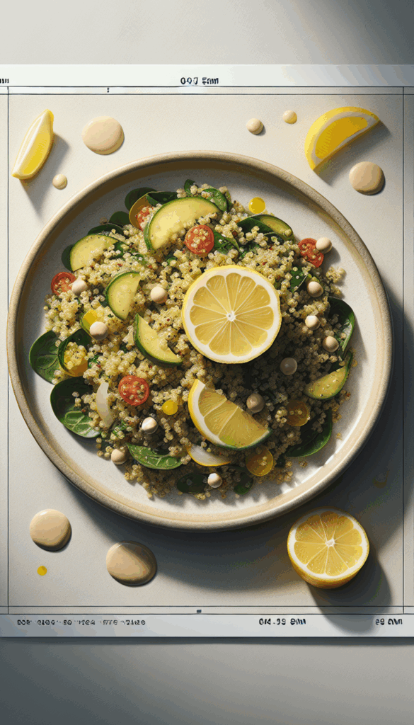 Mediterranean Quinoa Salad with Lemon-Tahini Dressing – close-up, Pinterest-ready plated recipe photo