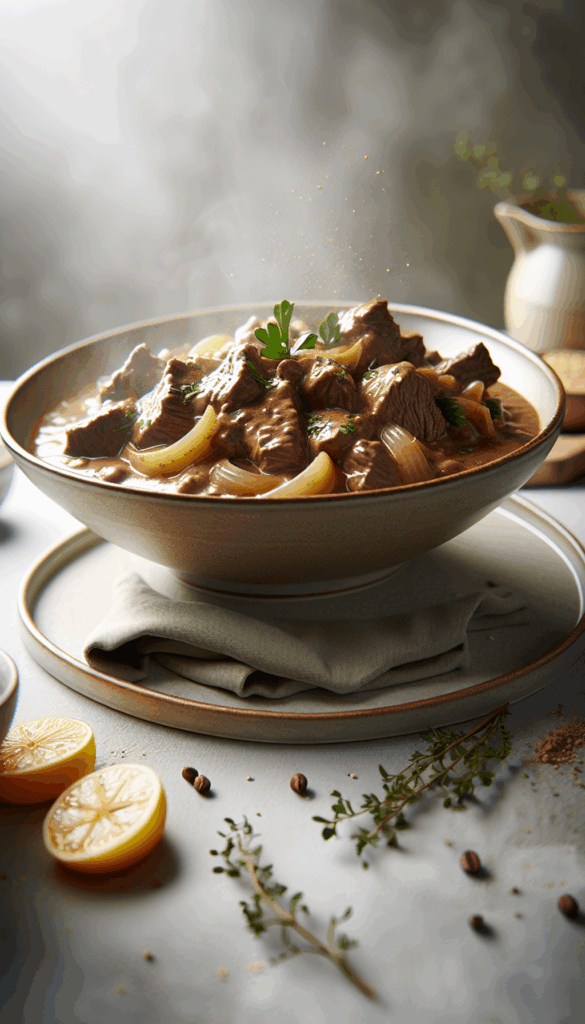 Slow Cooker Beef Stroganoff with a Creamy Twist – close-up, Pinterest-ready plated recipe photo