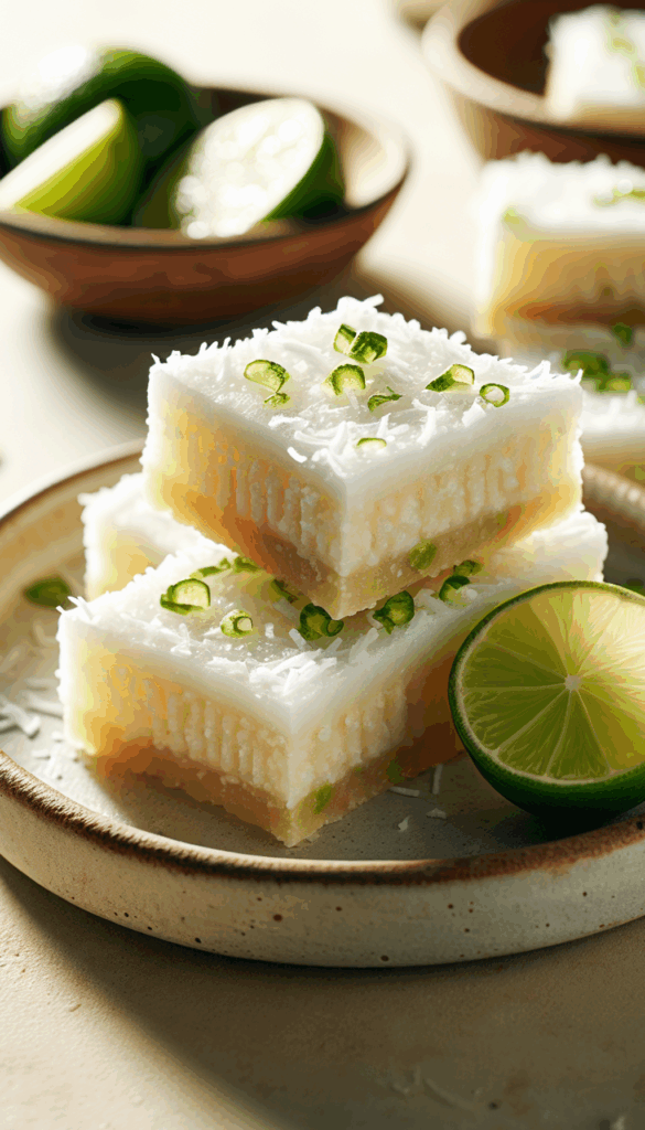 Refreshing Coconut Lime Bars for a Tropical Twist – close-up, Pinterest-ready plated recipe photo