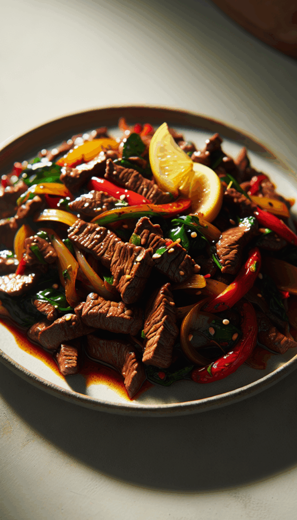 Quick and Easy Spicy Beef Stir-Fry in 30 Minutes – close-up, Pinterest-ready plated recipe photo