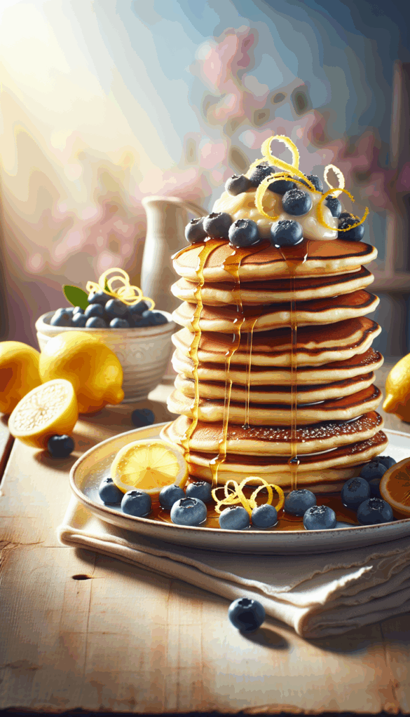 Light Fluffy Blueberry Lemon Pancakes for Breakfast Bliss