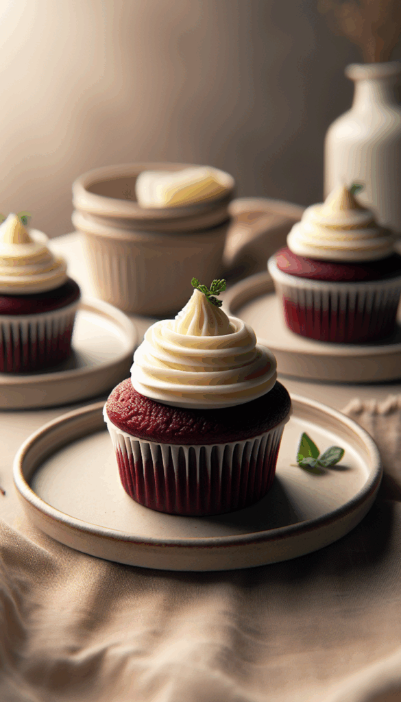 Heavenly Red Velvet Cupcakes with Silky Cream Cheese Frosting – close-up, Pinterest-ready plated recipe photo