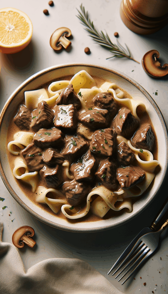 Classic Beef Stroganoff: A Cozy Family Meal – close-up, Pinterest-ready plated recipe photo