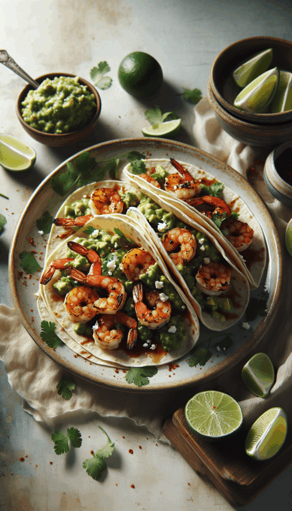 Smoky Chipotle Lime Shrimp Tacos with Avocado Salsa
