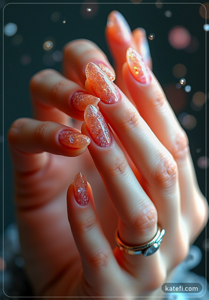 Blush pink almond nails that radiate femininity