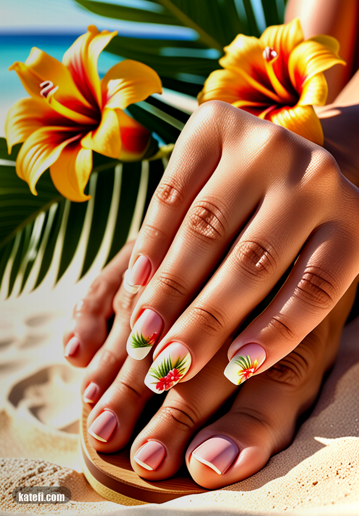 Bright summer nails with bold pops of color for fun in the sun