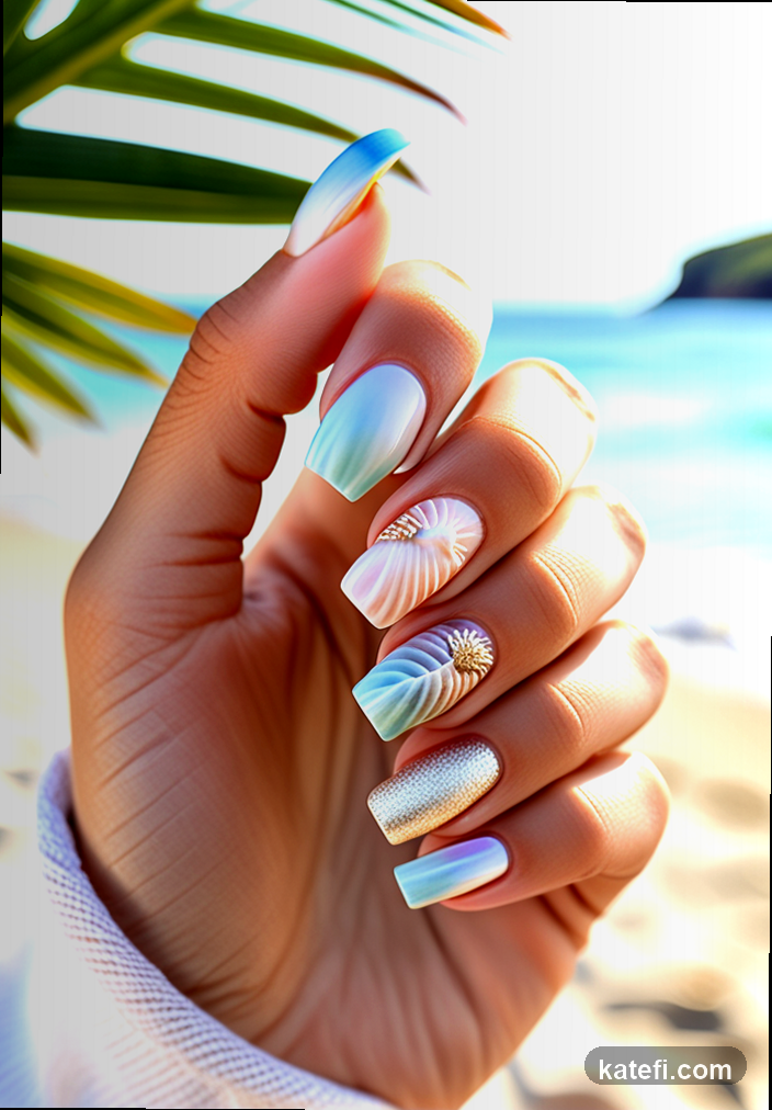Coffin-shaped nails in muted tones for an understated appeal