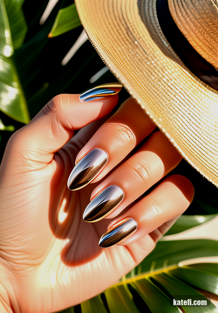 Coffin-shaped nails with a modern twist