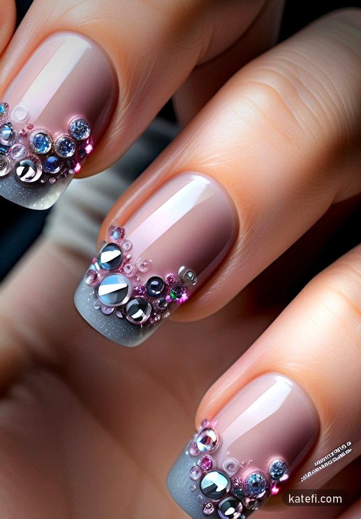 Date night nails with a pop of red and subtle sparkle