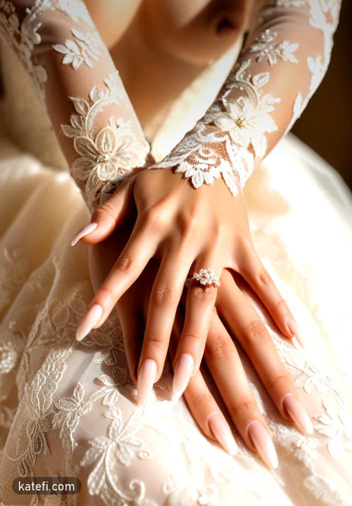 Elegant nails in sheer white that match any ensemble