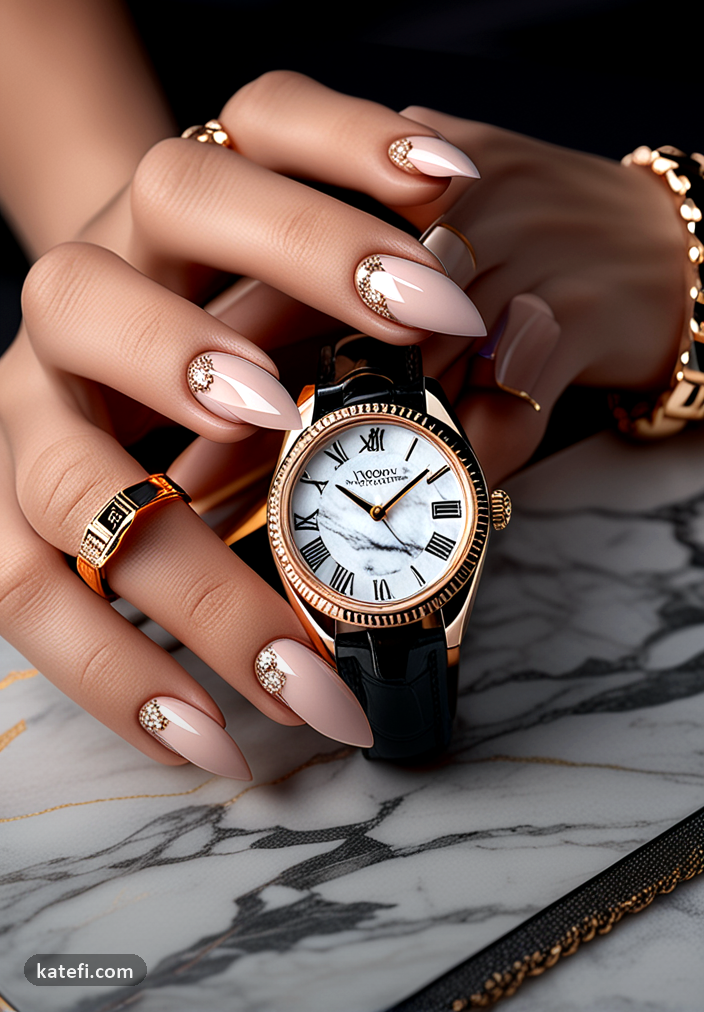 Gorgeous wedding nails in soft blush for the perfect guest look