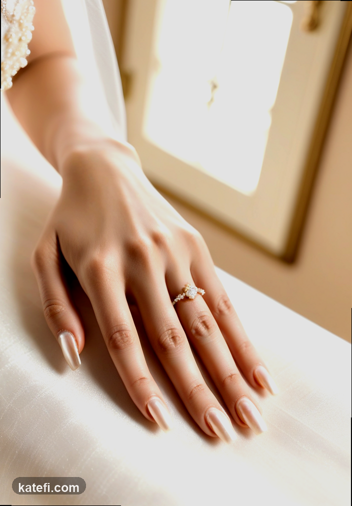 Romantic wedding nails with delicate floral accents