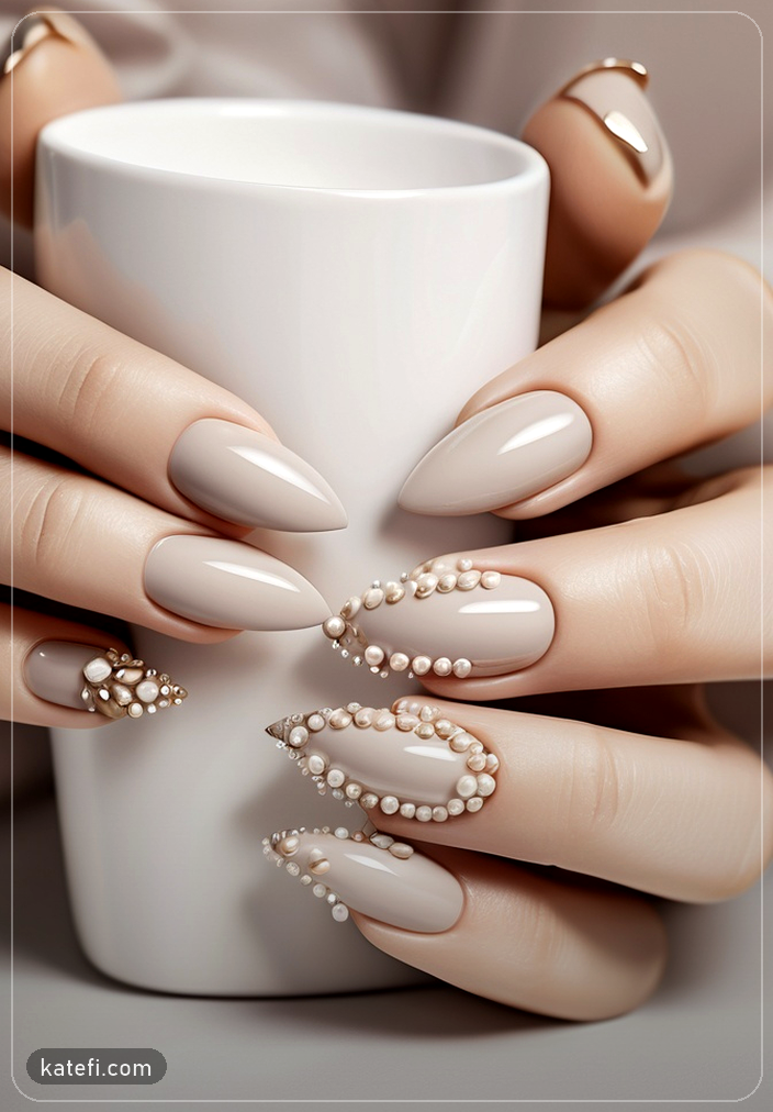 Short, chic nails in sheer white for effortless sophistication