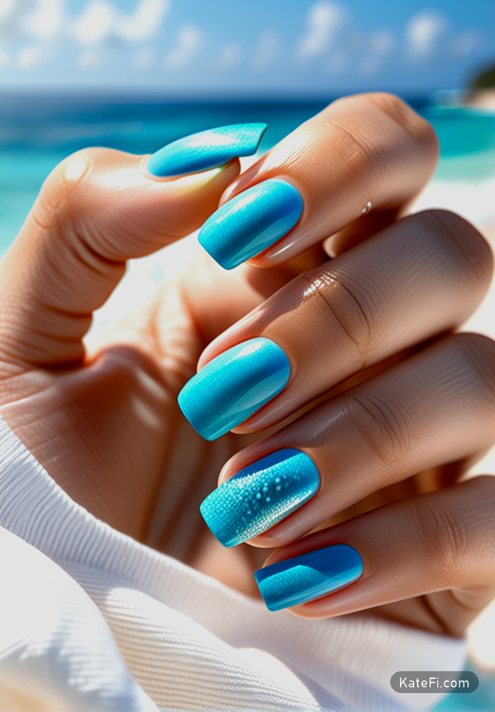 Soft square nails in neutral tones for a versatile summer look