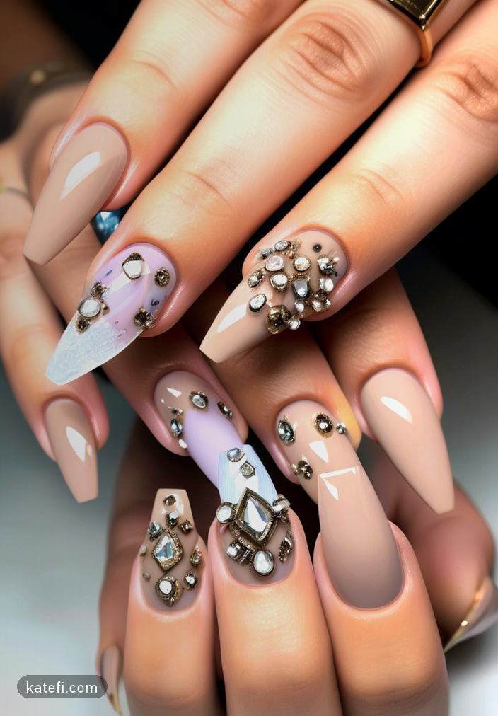 Timeless soft square nails in elegant neutrals