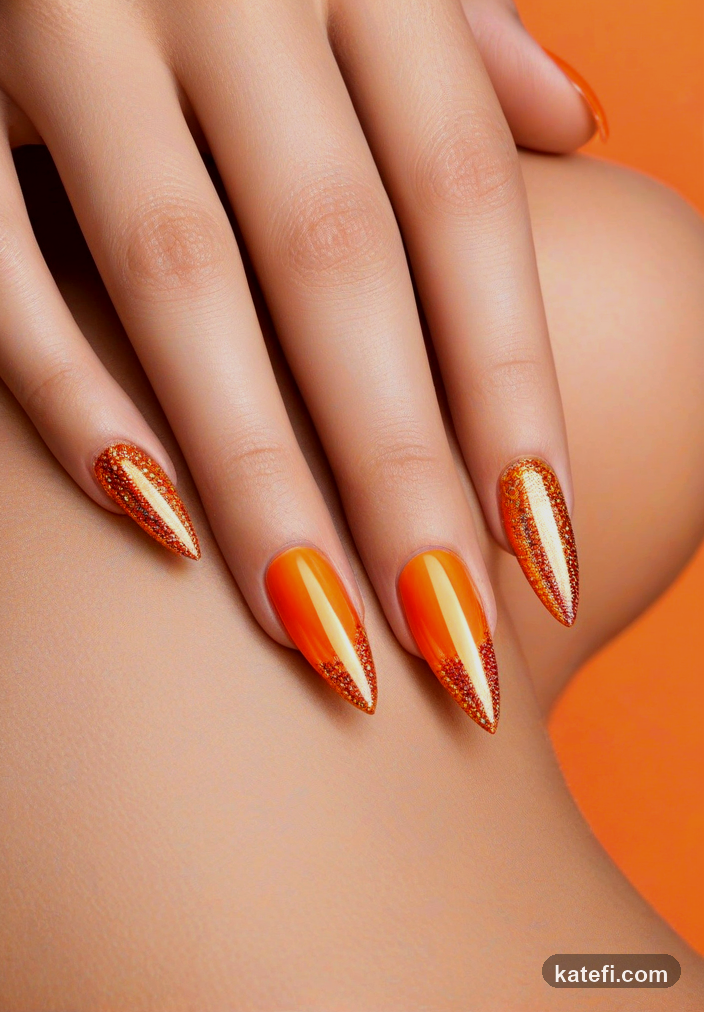 Trendy long nails with understated designs for a bold yet refined look