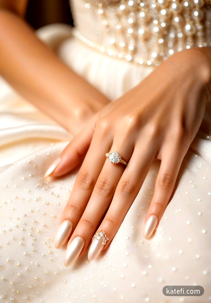 Understated pearl finish nails for a touch of elegance