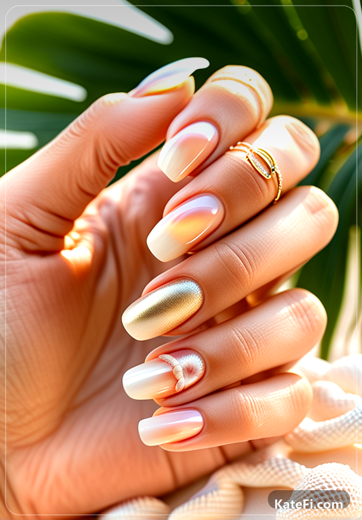 Vacation-ready nails in beachy tones and patterns